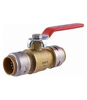Brass plumbing valve with red handle